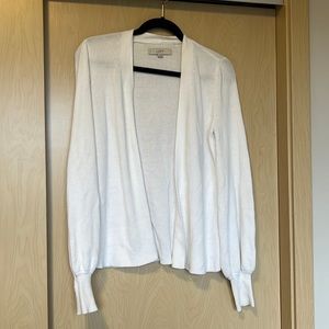 Loft Balloon Sleeve White Cardigan Sweater